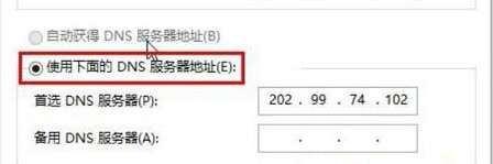 “使用下面的DNS服务器地址